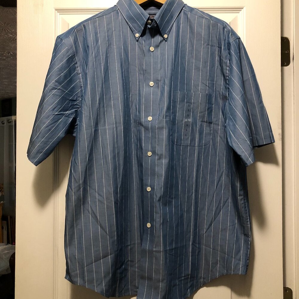roundtree & Yorke men's new blue cotton casual shirt